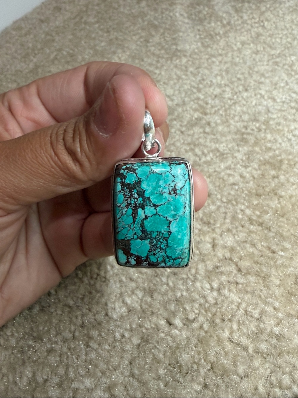 925 Sterling Silver Turquoise Matrix Pendant